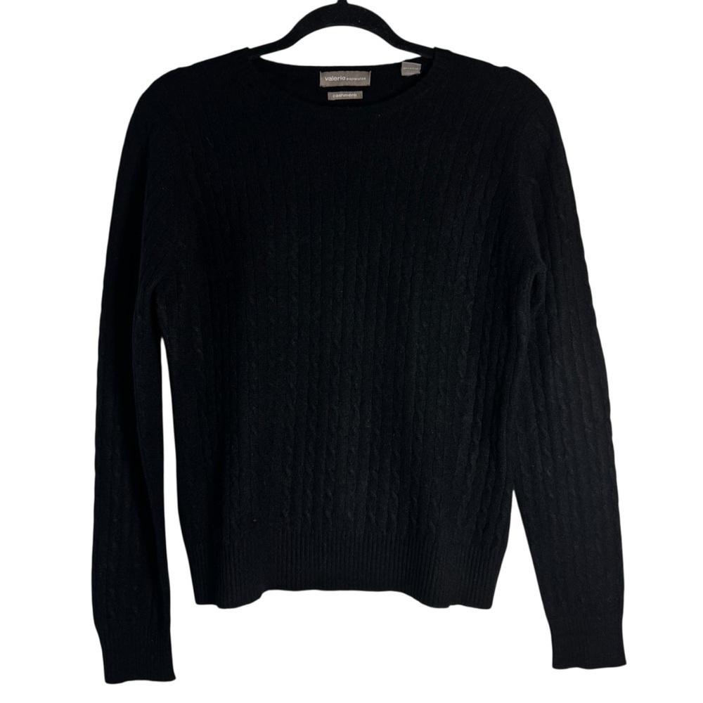 Valerie Separates 100% Cashmere Black Cable Knit Small Sweater